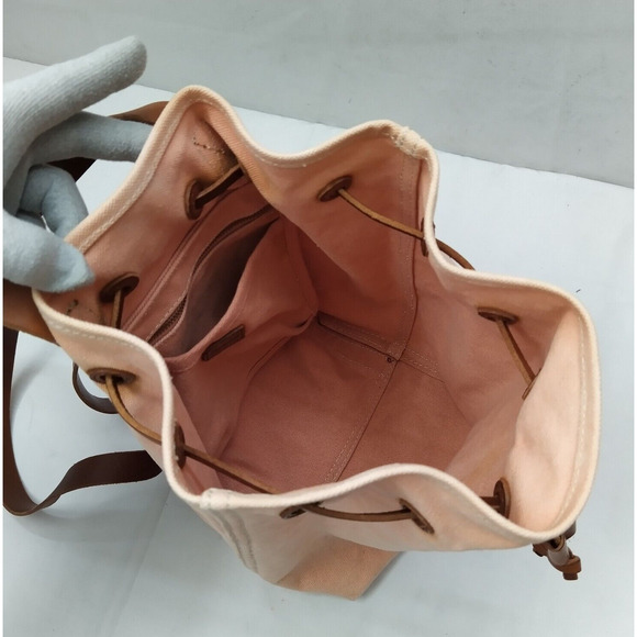 Madewell Pink Canvas Leather Trim Top Handle Drawstring Backpack - Picture 8 of 16